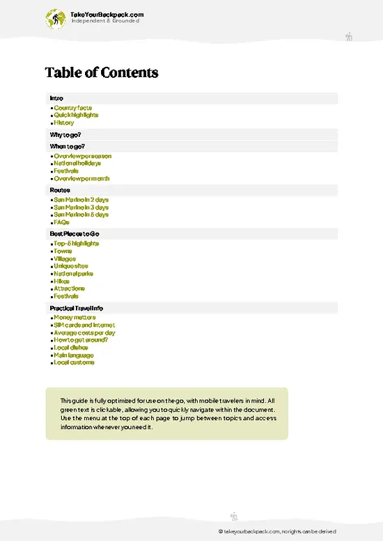 example page 2 from our offline Travel Guide for San Marino